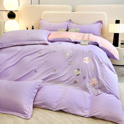 91家纺网 家纺一手货源 找家纺 （总）大麦乐田 2024新款磨毛刺绣四件套--轻奢之作