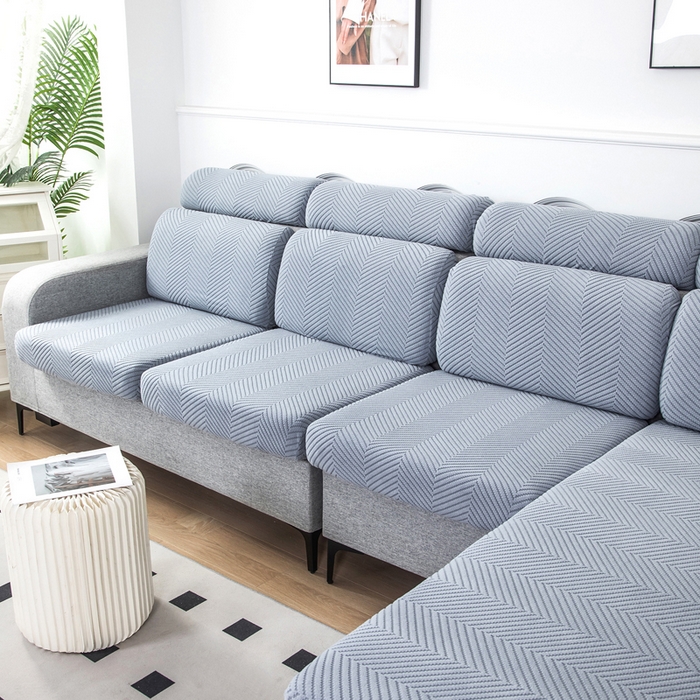 91家纺网 家纺一手货源 找家纺 千彤沙发垫 2024新款常规款拉花人字纹沙发套系列 蓝灰