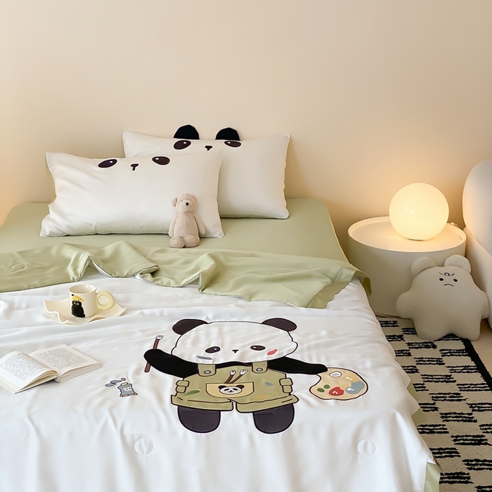 91家纺网 家纺一手货源 找家纺 （总）星野 2024新款天丝夏被大卡系列-画画的panda