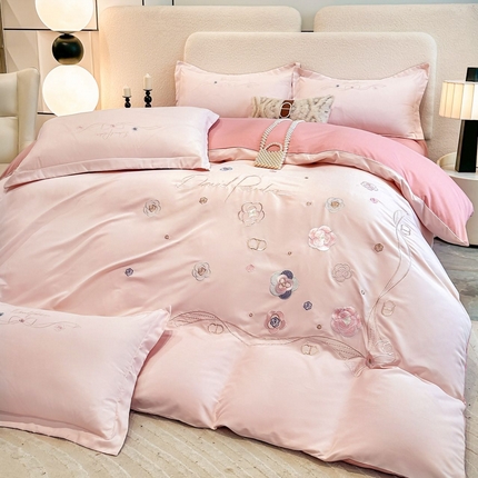 91家纺网 家纺一手货源 找家纺 （总）大麦乐田 2024新款磨毛刺绣四件套--轻奢之作