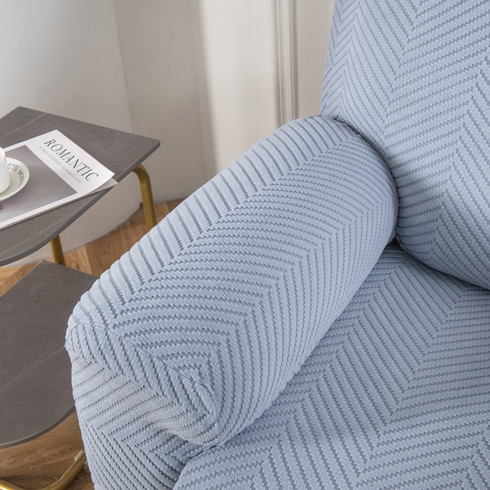 91家纺网 家纺一手货源 找家纺 千彤沙发垫 2024新款芝华士沙发套拉花绒人字纹系列 蓝灰