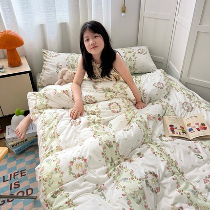 91家纺网 家纺一手货源 找家纺 （总）初礼 2024新款直播优选A类母婴级针织棉四件套可爱被套