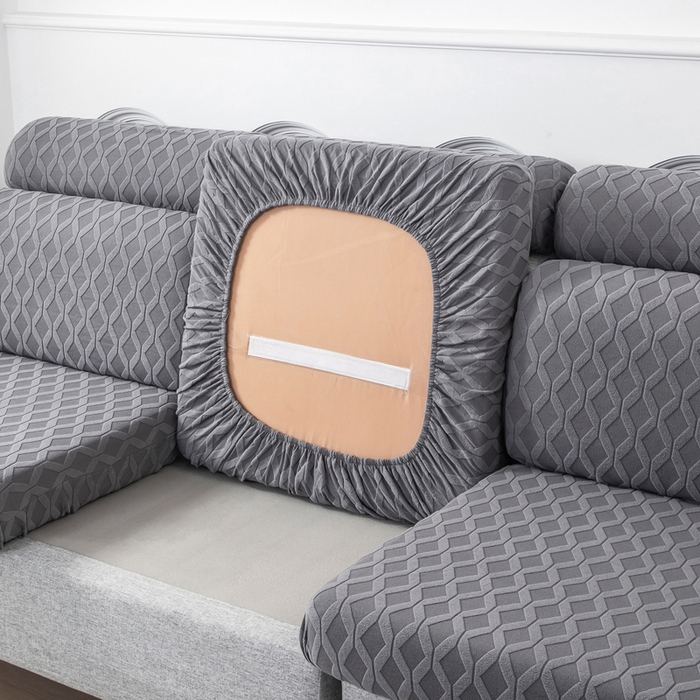 91家纺网 家纺一手货源 找家纺 千彤沙发垫 2024新款常规款拉花菱形格沙发套系列 深灰