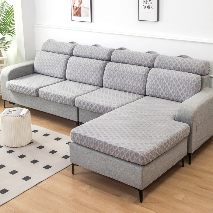 91家纺网 家纺一手货源 找家纺 千彤沙发垫 2024新款常规款拉花菱形格沙发套系列 银灰