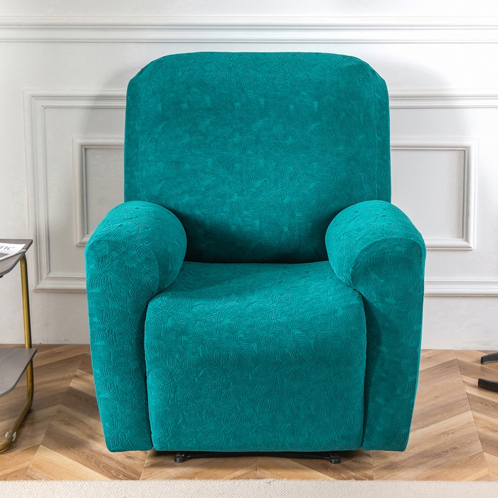 91家纺网 家纺一手货源 找家纺 千彤沙发垫 2024新款芝华士沙发套提花小树叶系列 孔雀蓝