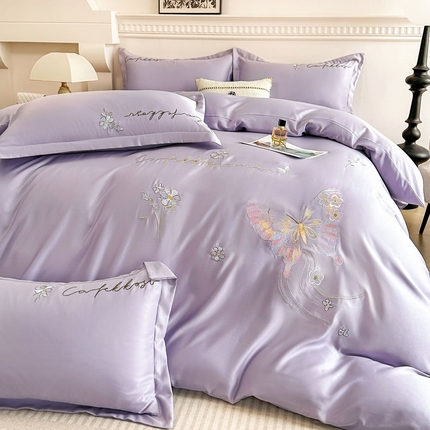 91家纺网 家纺一手货源 找家纺 （总）大麦乐田 2024新款天丝刺绣四件套--浪漫永恒