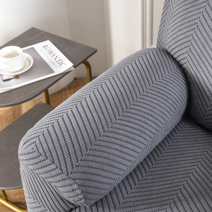 91家纺网 家纺一手货源 找家纺 千彤沙发垫 2024新款芝华士沙发套拉花绒人字纹系列 深灰