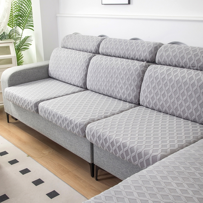 91家纺网 家纺一手货源 找家纺 千彤沙发垫 2024新款常规款拉花菱形格沙发套系列 银灰