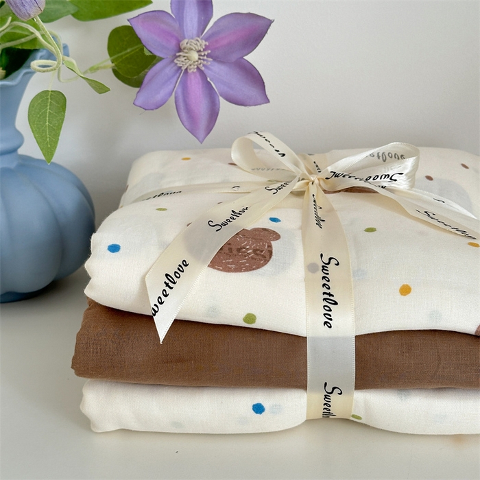 91家纺网 家纺一手货源 找家纺 曼之夏 2024新款全棉印花双层纱四件套 熊仔