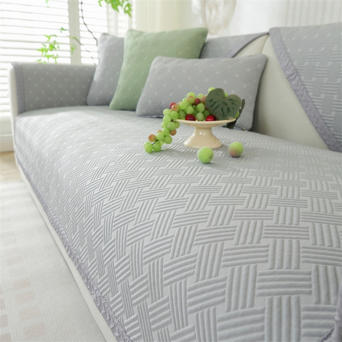 91家纺网 家纺一手货源 找家纺 共鸣沙发垫 2024新款夏季新款冰豆斜纹沙发垫 冰豆斜纹浅灰