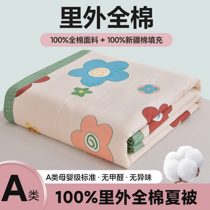 91家纺网 家纺一手货源 找家纺 羽梦家纺 2024新款全棉棉花夏被 夏日追梦
