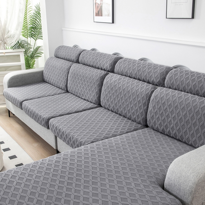 91家纺网 家纺一手货源 找家纺 千彤沙发垫 2024新款常规款拉花菱形格沙发套系列 深灰