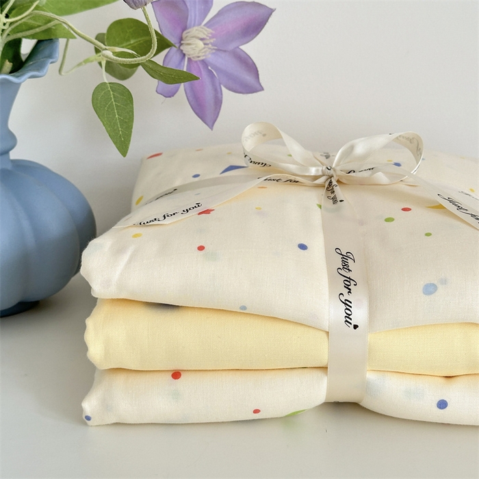 91家纺网 家纺一手货源 找家纺 曼之夏 2024新款全棉印花双层纱四件套 奶油派