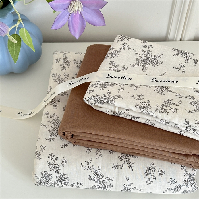 91家纺网 家纺一手货源 找家纺 曼之夏 2024新款全棉印花双层纱四件套 米苏