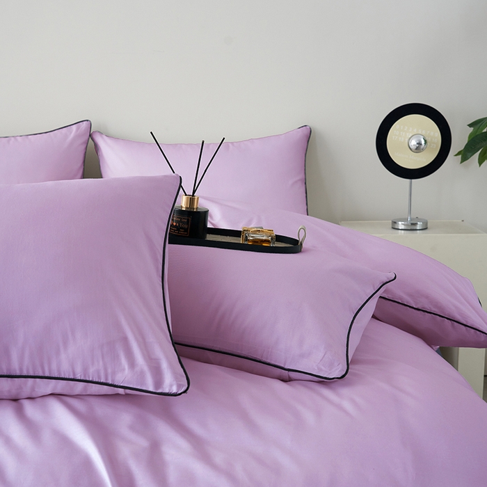 91家纺网 家纺一手货源 找家纺 欣喜来 2024新款纯棉40支133*72的滚边四件套 浅紫