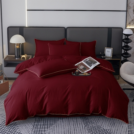 91家纺网 家纺一手货源 找家纺 （总）欣喜来 2024新款纯棉40支133*72的滚边四件套