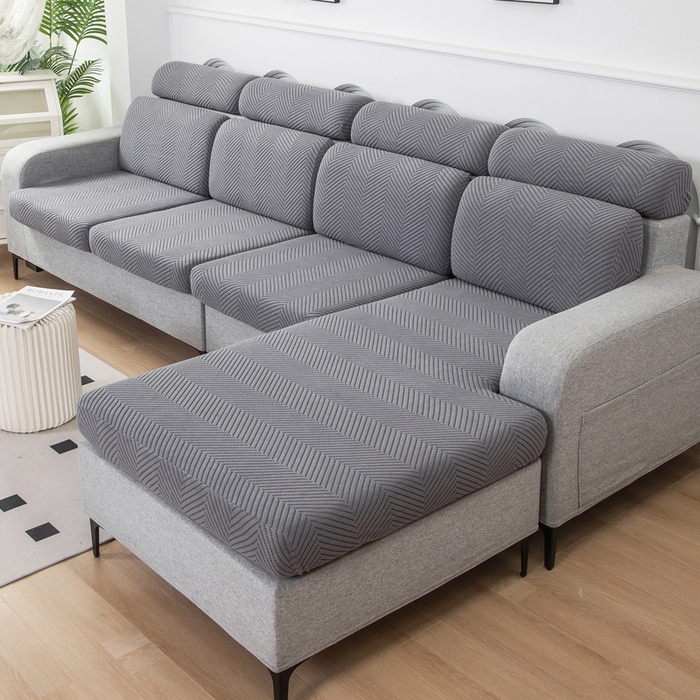 91家纺网 家纺一手货源 找家纺 千彤沙发垫 2024新款常规款拉花人字纹沙发套系列 深灰