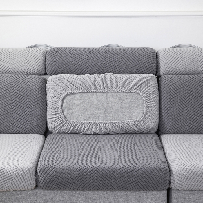 91家纺网 家纺一手货源 找家纺 千彤沙发垫 2024新款常规款拉花人字纹沙发套系列 深灰银灰