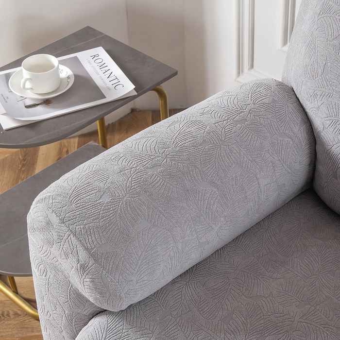 91家纺网 家纺一手货源 找家纺 千彤沙发垫 2024新款芝华士沙发套提花小树叶系列 银灰