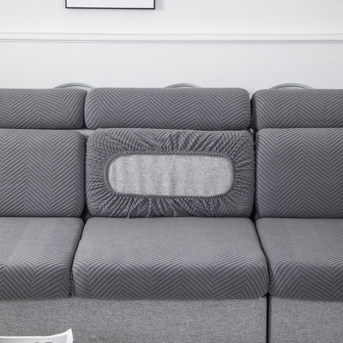 91家纺网 家纺一手货源 找家纺 千彤沙发垫 2024新款常规款拉花人字纹沙发套系列 深灰