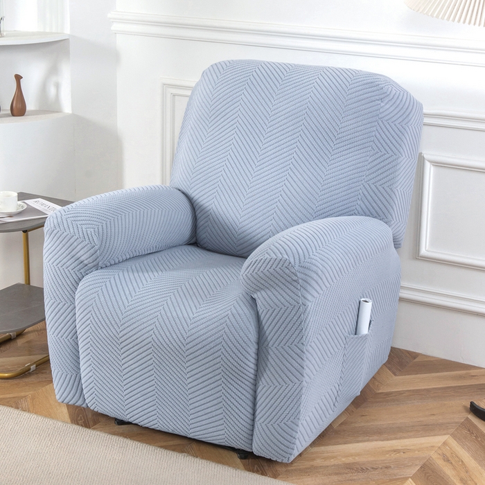 91家纺网 家纺一手货源 找家纺 千彤沙发垫 2024新款芝华士沙发套拉花绒人字纹系列 蓝灰