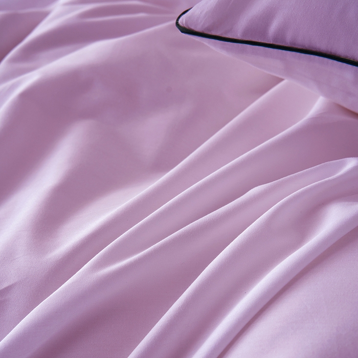 91家纺网 家纺一手货源 找家纺 欣喜来 2024新款纯棉40支133*72的滚边四件套 浅紫