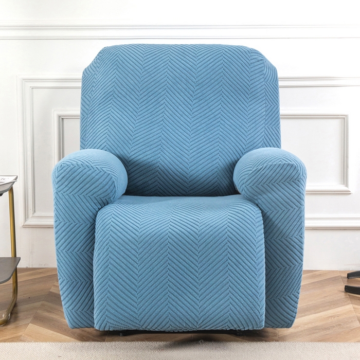 91家纺网 家纺一手货源 找家纺 千彤沙发垫 2024新款芝华士沙发套拉花绒人字纹系列 水蓝