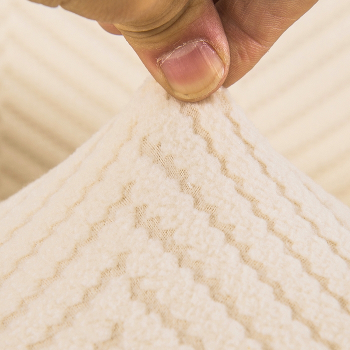 91家纺网 家纺一手货源 找家纺 千彤沙发垫 2024新款芝华士沙发套拉花绒人字纹系列 米黄