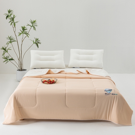 91家纺网 家纺一手货源 找家纺 （总）金帛坊 2024新款A类氨纶凉感天丝夏被纯色冰淇淋西瓜夏凉被纯色拼色