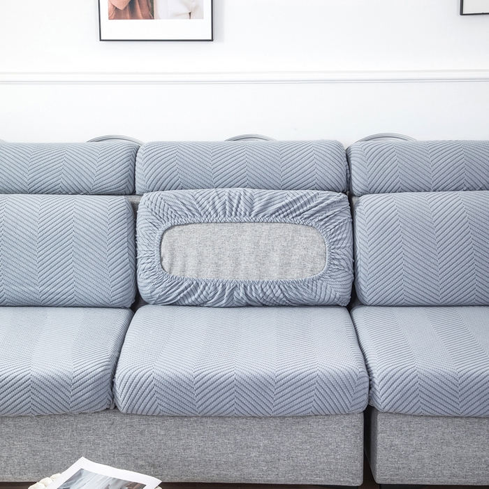 91家纺网 家纺一手货源 找家纺 千彤沙发垫 2024新款常规款拉花人字纹沙发套系列 蓝灰