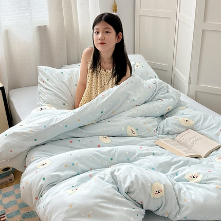 91家纺网 家纺一手货源 找家纺 （总）初礼 2024新款直播优选A类母婴级针织棉四件套可爱被套