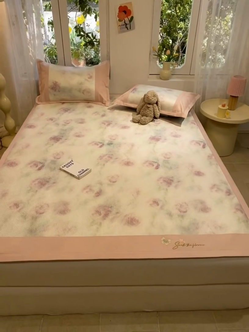 91家纺网 家纺一手货源 找家纺 慕澄2024新款A类时尚印花刺绣冰藤凉席 床席款-幻彩