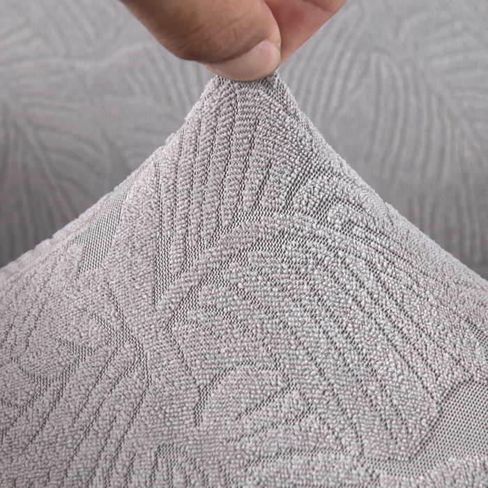 91家纺网 家纺一手货源 找家纺 千彤沙发垫 2024新款芝华士沙发套提花小树叶系列 银灰