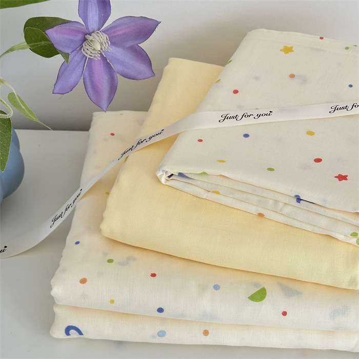 91家纺网 家纺一手货源 找家纺 曼之夏 2024新款全棉印花双层纱四件套 奶油派