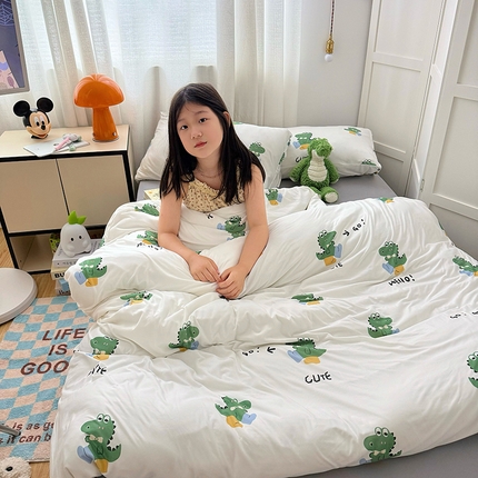 91家纺网 家纺一手货源 找家纺 （总）初礼 2024新款直播优选A类母婴级针织棉四件套可爱被套
