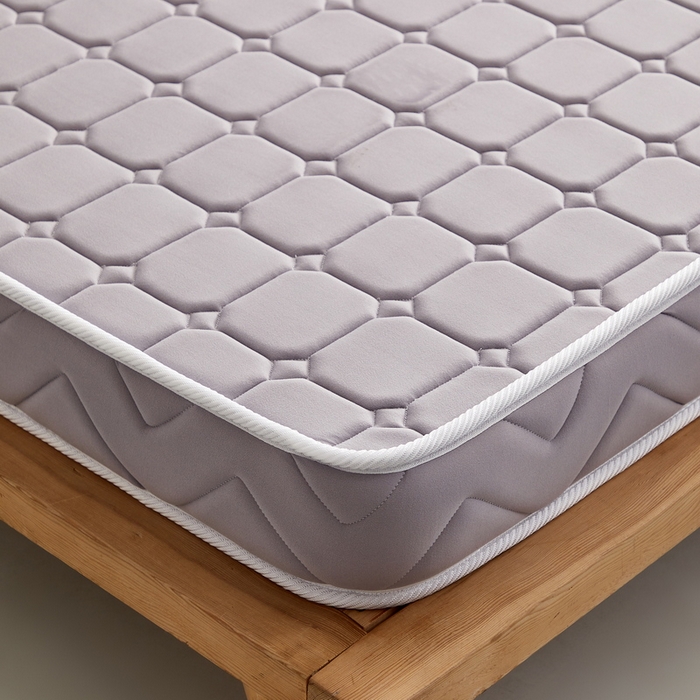 91家纺网 家纺一手货源 找家纺 祁恋婷 2024新款牛奶丝乳胶加记忆棉加棕床垫【床垫遮盖物】 面包格-灰 海绵款