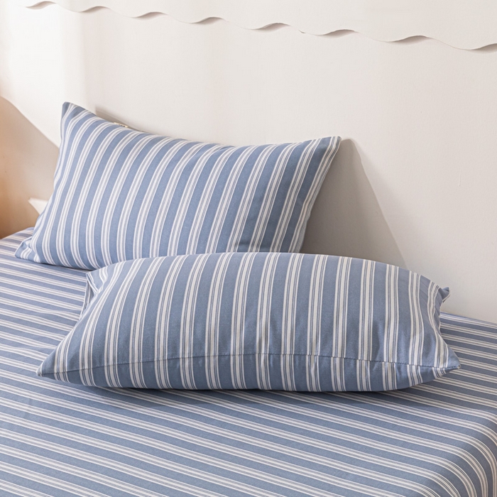 91家纺网 家纺一手货源 找家纺 航途席业 2025新款老粗布床单系列 简约生活蓝