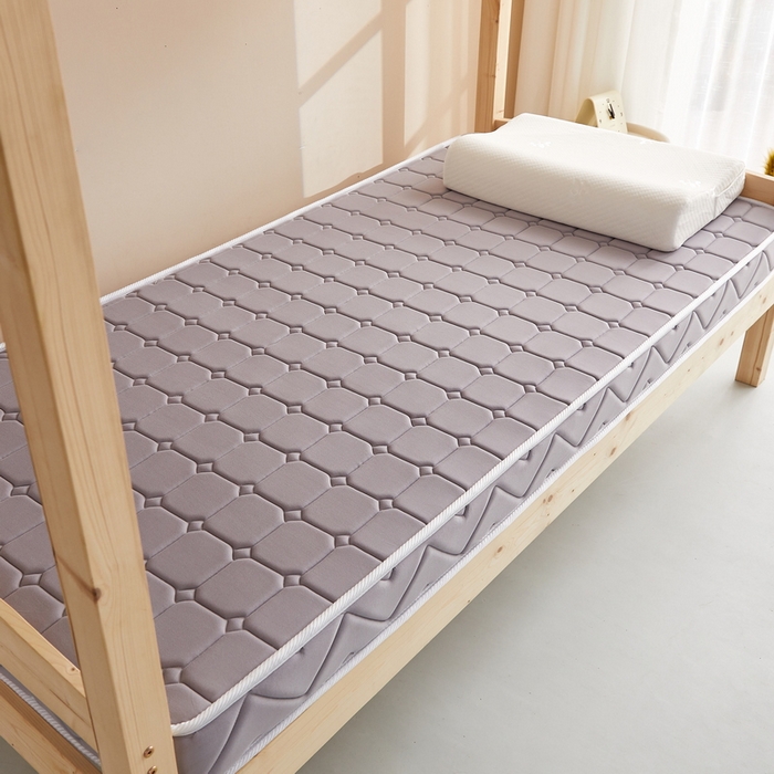 91家纺网 家纺一手货源 找家纺 祁恋婷 2024新款牛奶丝乳胶加记忆棉加棕-学生床垫【床垫遮盖物】 面包格灰 棕垫款