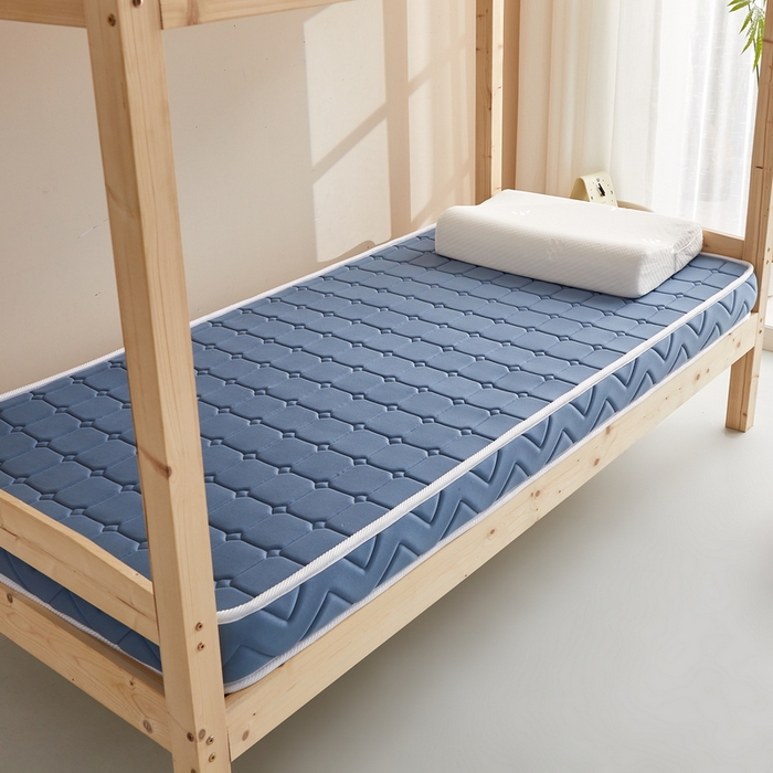 91家纺网 家纺一手货源 找家纺 祁恋婷 2024新款牛奶丝乳胶加记忆棉加棕-学生床垫【床垫遮盖物】 面包格蓝 棕垫款