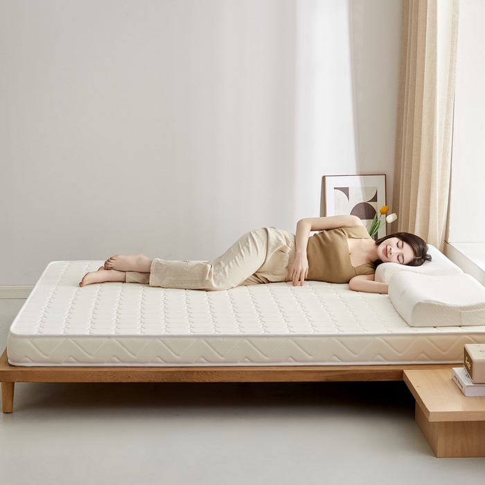 91家纺网 家纺一手货源 找家纺 祁恋婷 2024新款牛奶丝乳胶加记忆棉加棕床垫【床垫遮盖物】 面包格-白 棕垫款