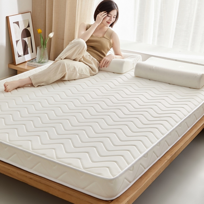 91家纺网 家纺一手货源 找家纺 祁恋婷 2024新款牛奶丝乳胶加记忆棉加棕床垫【床垫遮盖物】 曲线-白 海绵款