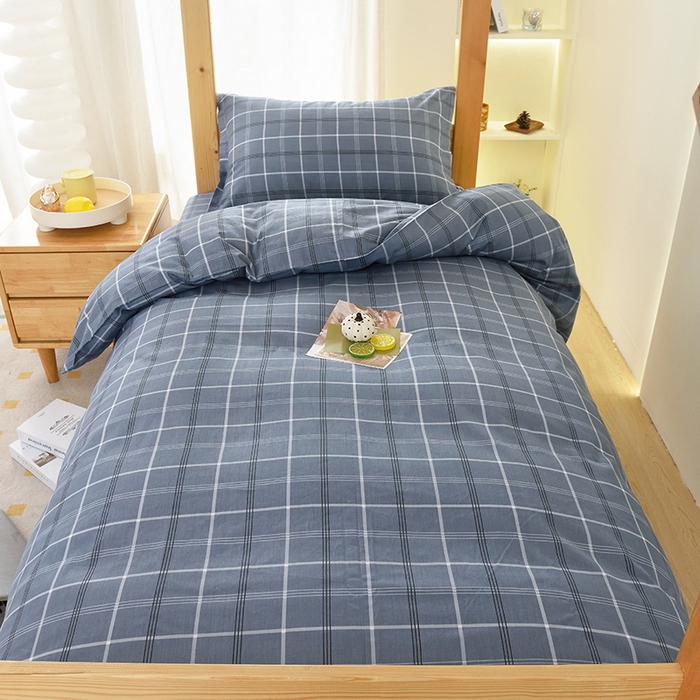 91家纺网 家纺一手货源 找家纺 茗婷家纺 2025款13372纯棉学生宿舍上下铺三六件套 艾伦~蓝