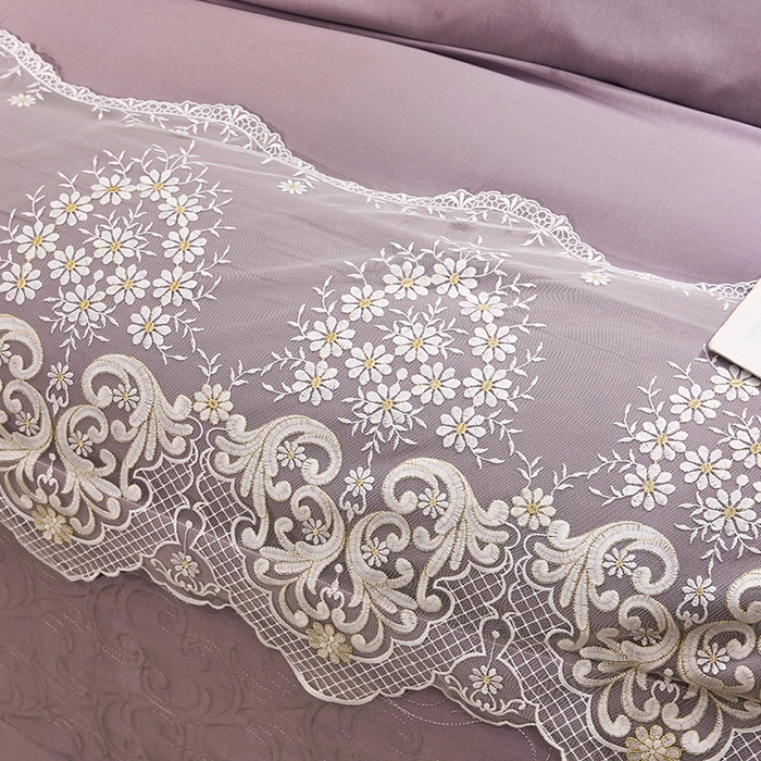 91家纺网 家纺一手货源 找家纺 罗艺轩 2024新款贡缎夹棉床盖--四件套（控价249元起） 简爱-华丽紫