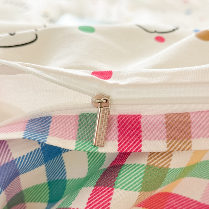 91家纺网 家纺一手货源 找家纺 呗旺鹿 2024新款小清新13372全棉四件套纯棉四件套学生三件套 泡泡糖小狗