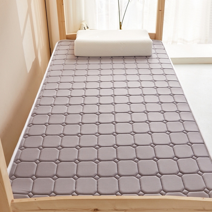 91家纺网 家纺一手货源 找家纺 祁恋婷 2024新款牛奶丝乳胶加记忆棉加棕-学生床垫【床垫遮盖物】 面包格灰 海绵款