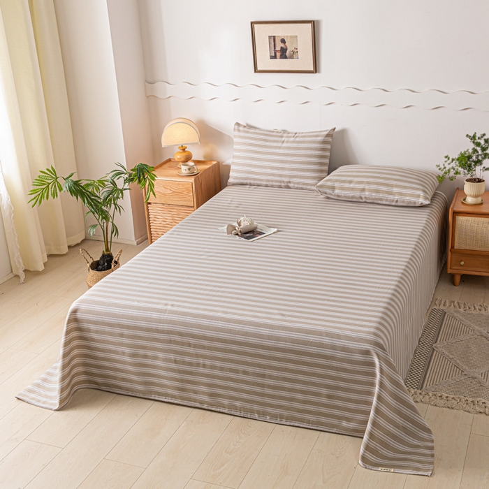 91家纺网 家纺一手货源 找家纺 航途席业 2025新款老粗布床单系列 简约生活咖