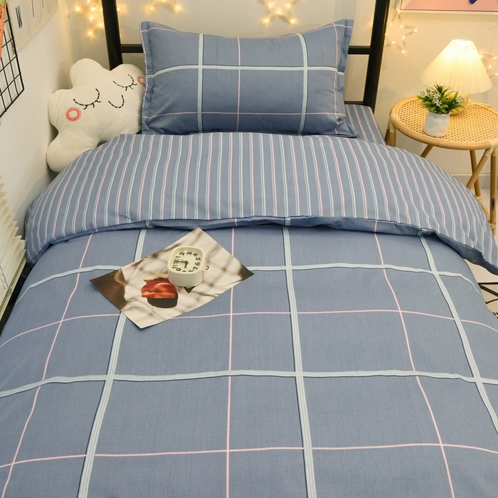 91家纺网 家纺一手货源 找家纺 茗婷家纺 2025款13372纯棉学生宿舍上下铺三六件套 简美