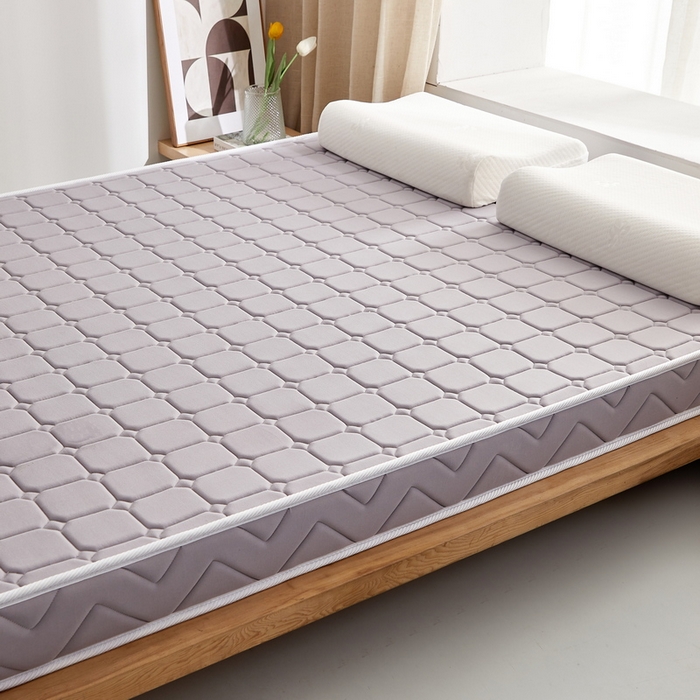 91家纺网 家纺一手货源 找家纺 祁恋婷 2024新款牛奶丝乳胶加记忆棉加棕床垫【床垫遮盖物】 面包格-灰 棕垫款