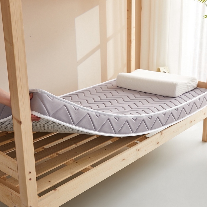 91家纺网 家纺一手货源 找家纺 祁恋婷 2024新款牛奶丝乳胶加记忆棉加棕-学生床垫【床垫遮盖物】 曲线-灰 棕垫款