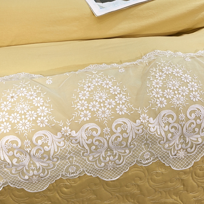 91家纺网 家纺一手货源 找家纺 罗艺轩 2024新款贡缎夹棉床盖--四件套（控价249元起） 简爱-安迪金